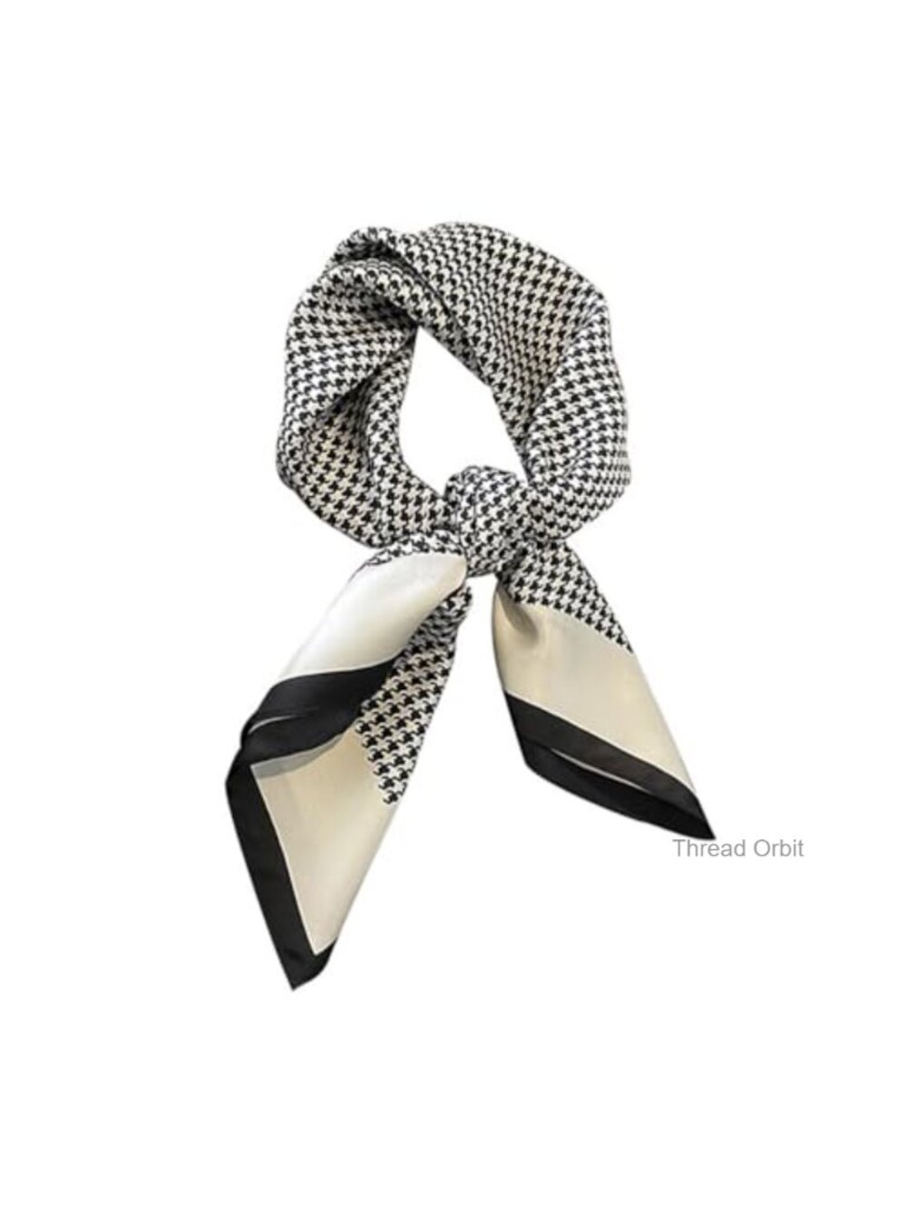 100% Mulberry Silk Square Scarf 26x26 Houndstooth Neckerchief Headscarf